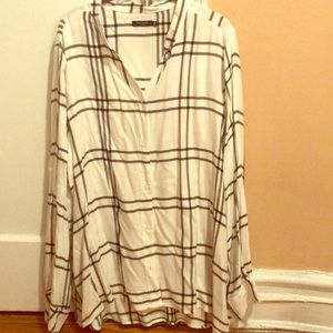 Max Jeans black and white plaid button down shirt
